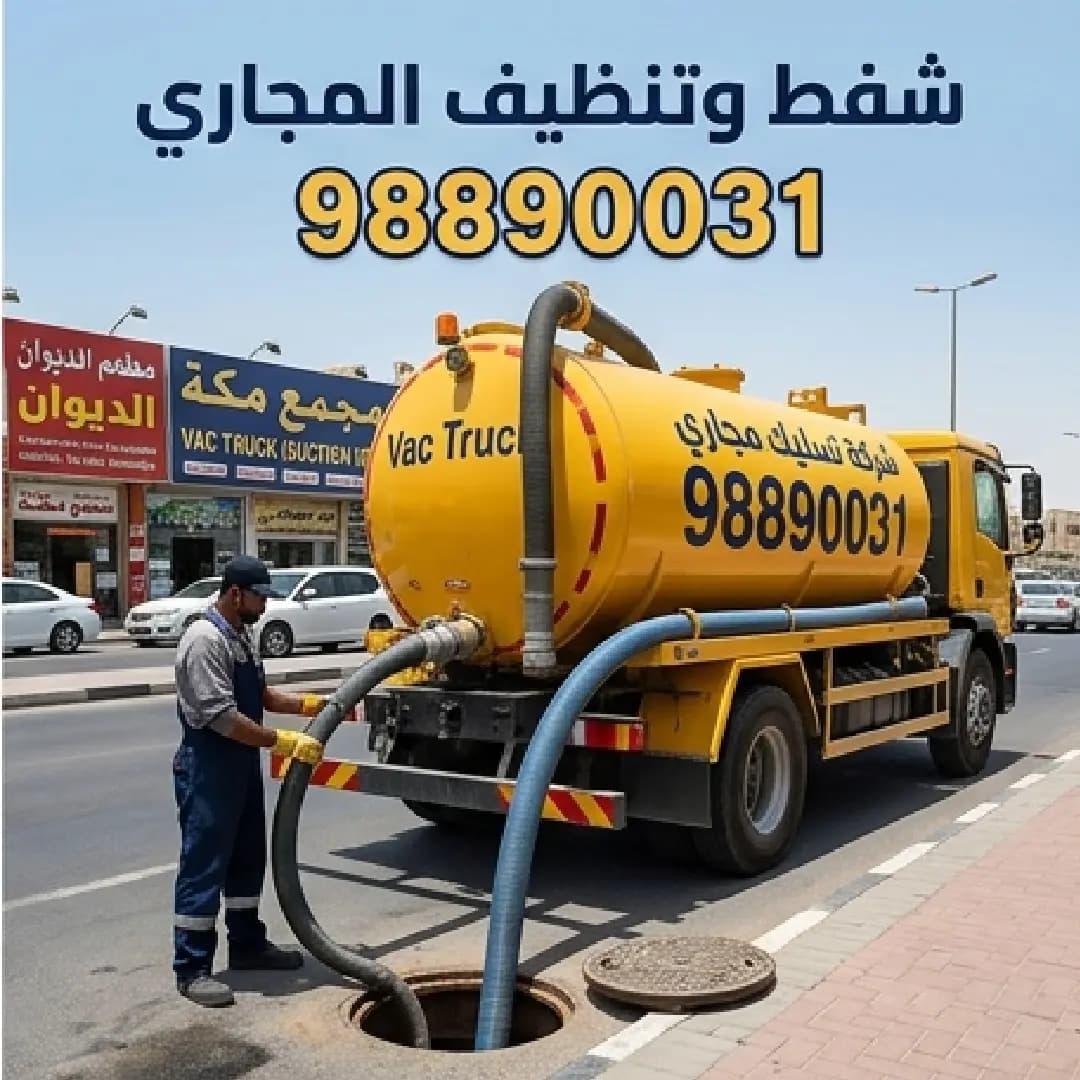 فني يقوم بتسليك مجاري الكويت بأحدث الأجهزة